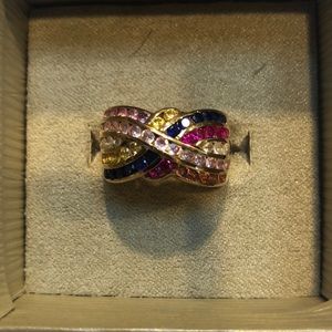 Mixed color sapphire ring